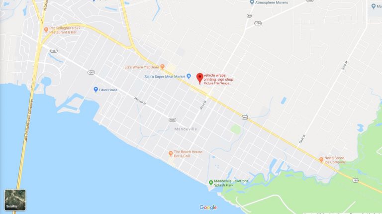 Map showing the Mandeville Picture This Wraps location
