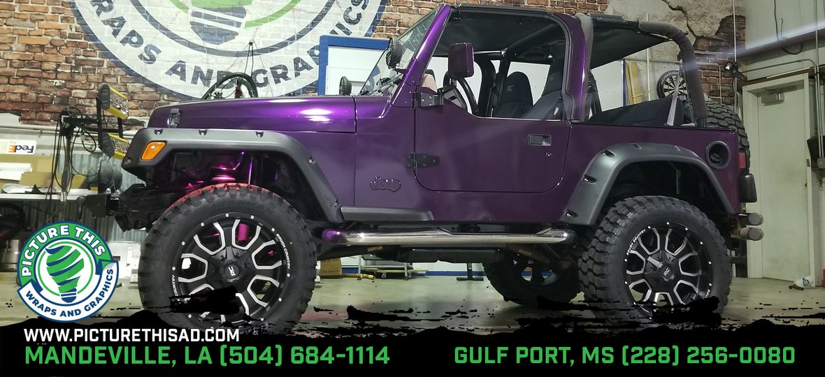 Purple color-change Jeep photographed at Picture This Wraps