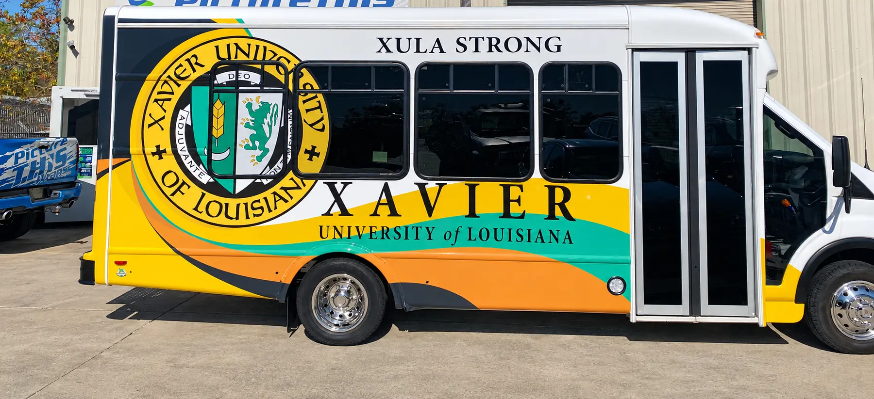 Xavier University of Louisiana shuttle bus full wrap
