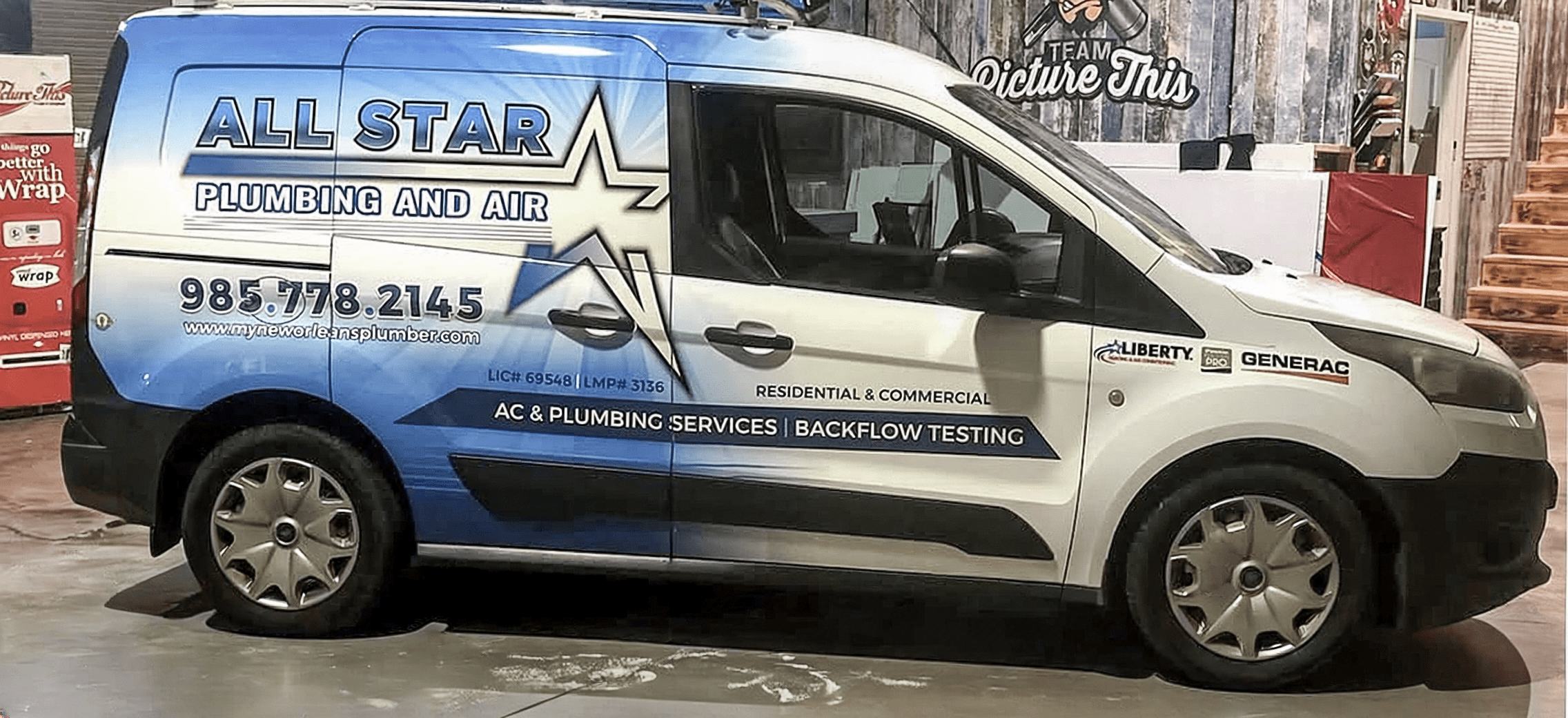 All Star Plumbing and Air Ford Transit Connect service van wrap
