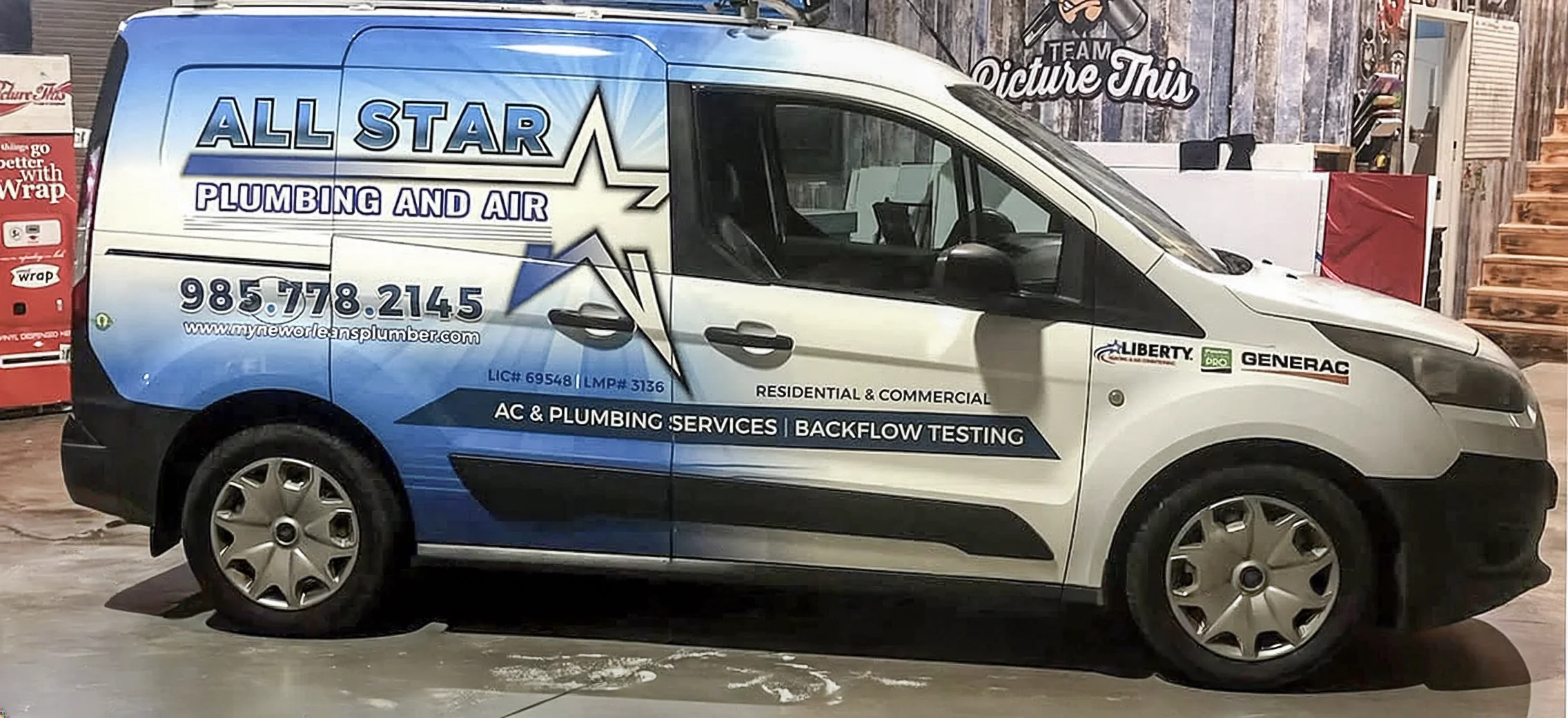 All Star Plumbing and Air Ford Transit Connect service van wrap