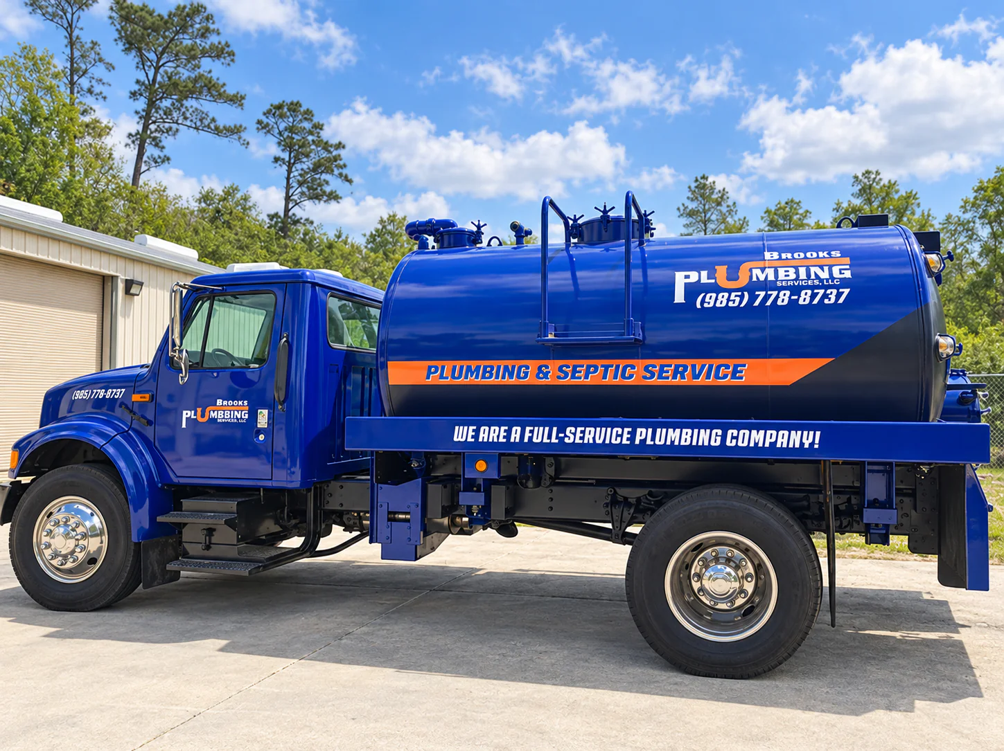 Brooks Plumbing septic service truck wrap