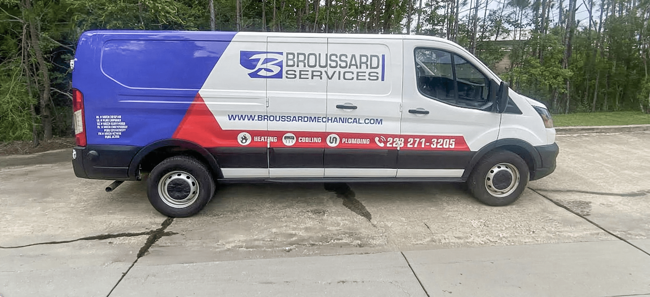 Broussard Services plumbing and HVAC commercial van wrap
