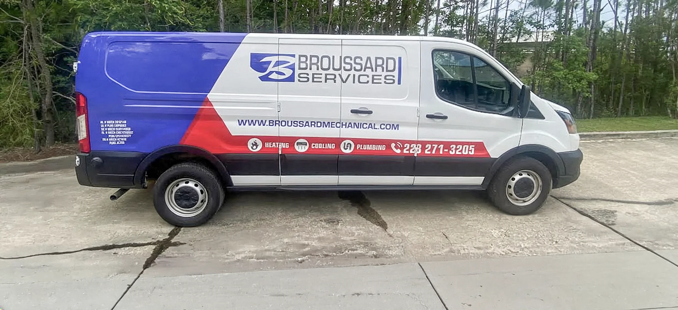 Broussard Services plumbing and HVAC commercial van wrap