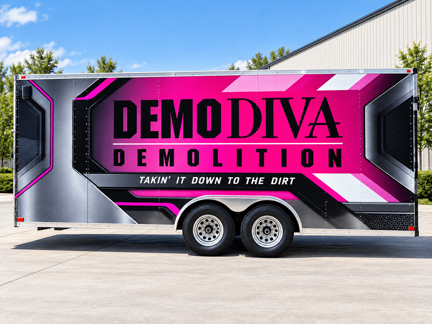 Demo Diva demolition trailer full wrap