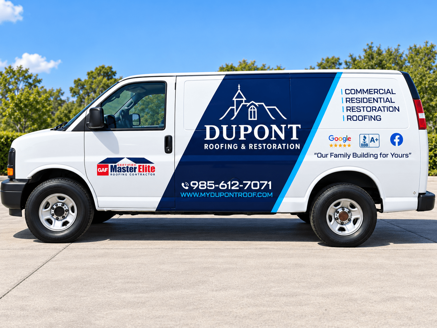 Dupont Roofing and Restoration service van graphics