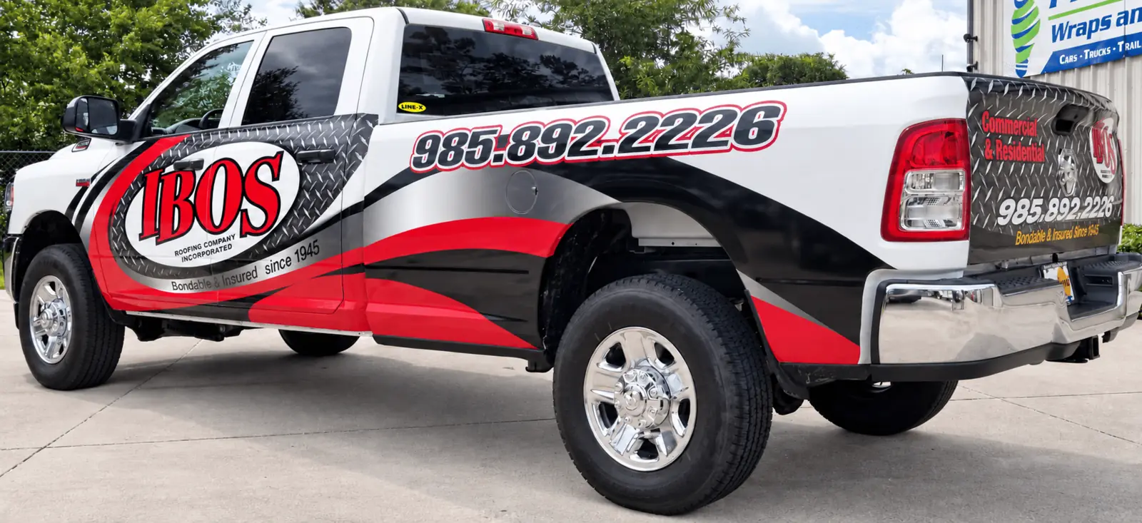 IBOS Roofing Dodge Ram commercial vehicle wrap