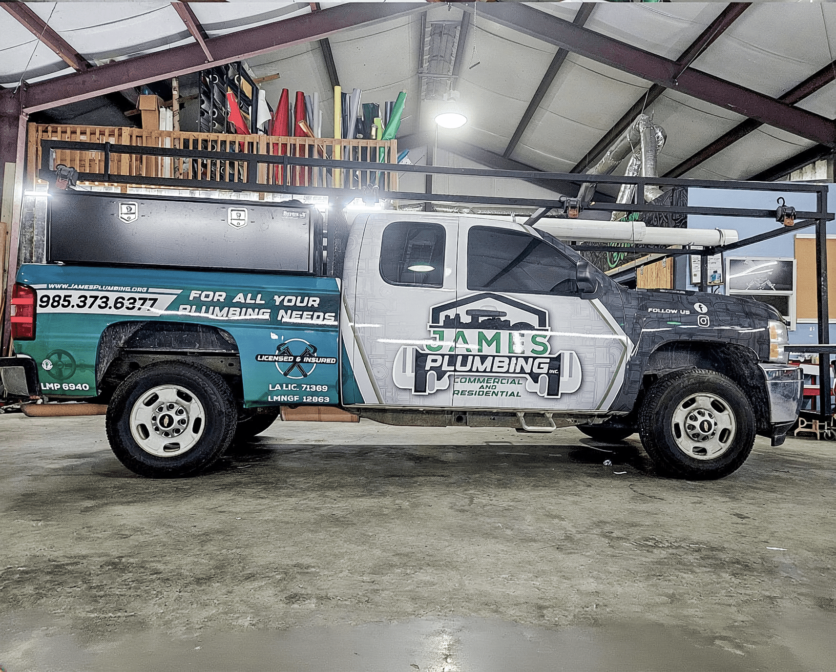 James Plumbing full pickup truck wrap