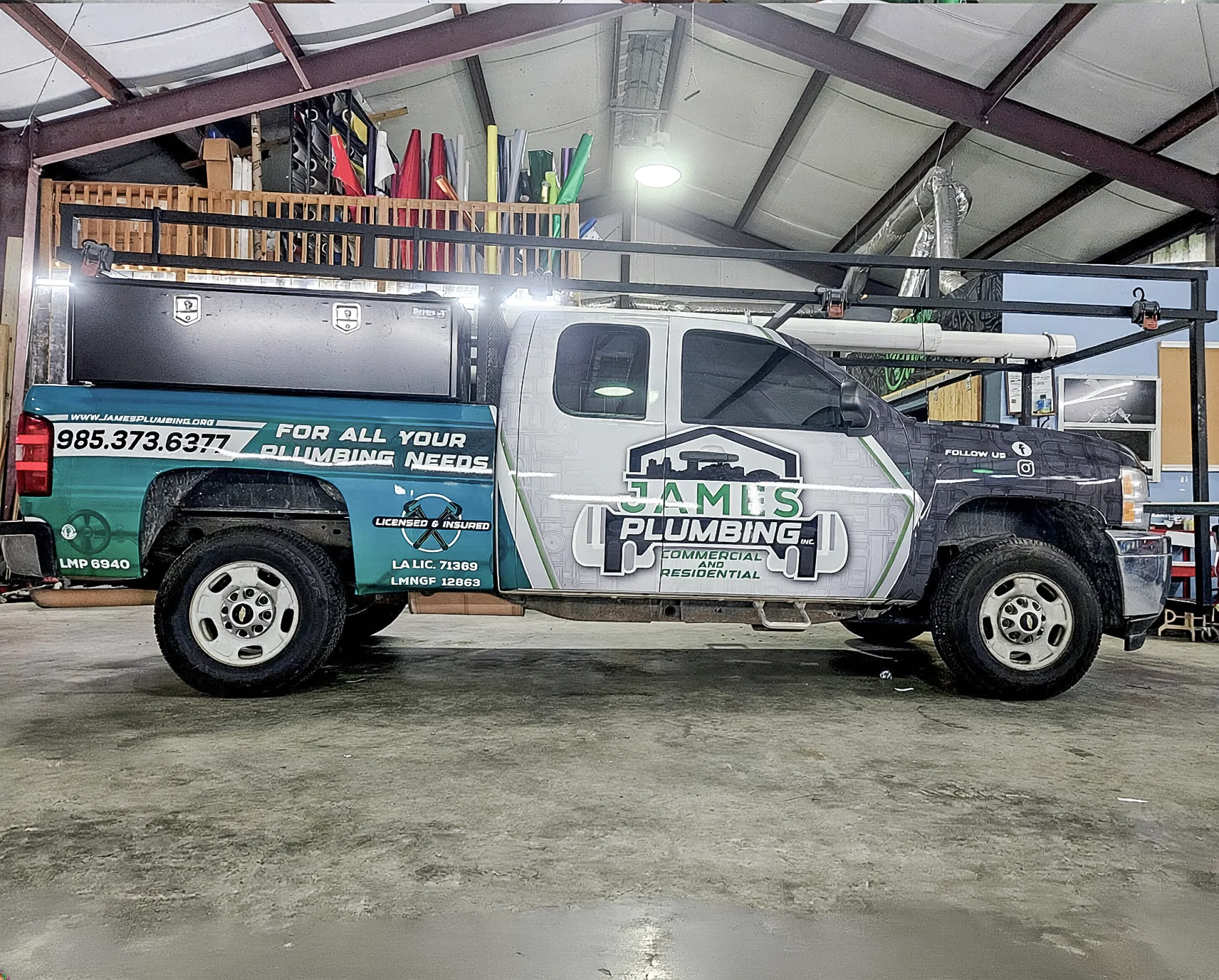 James Plumbing full pickup truck wrap