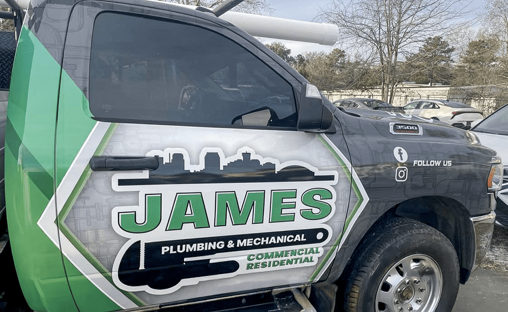 James Plumbing commercial pickup truck graphics