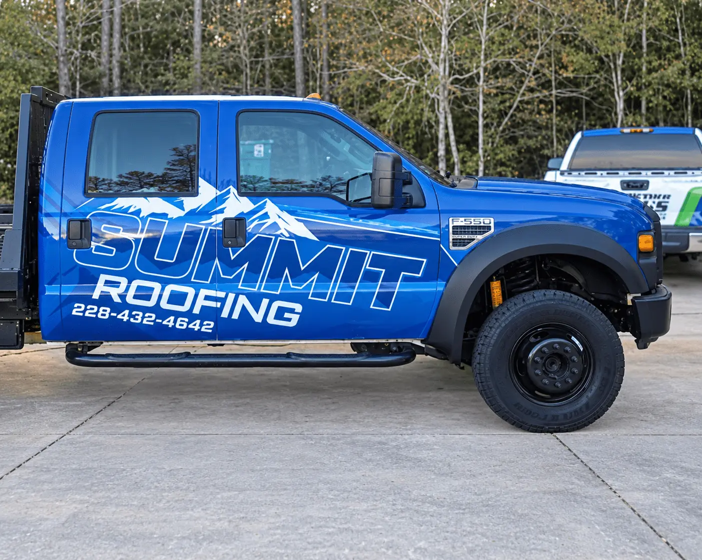 Summit Roofing flatbed truck wrap