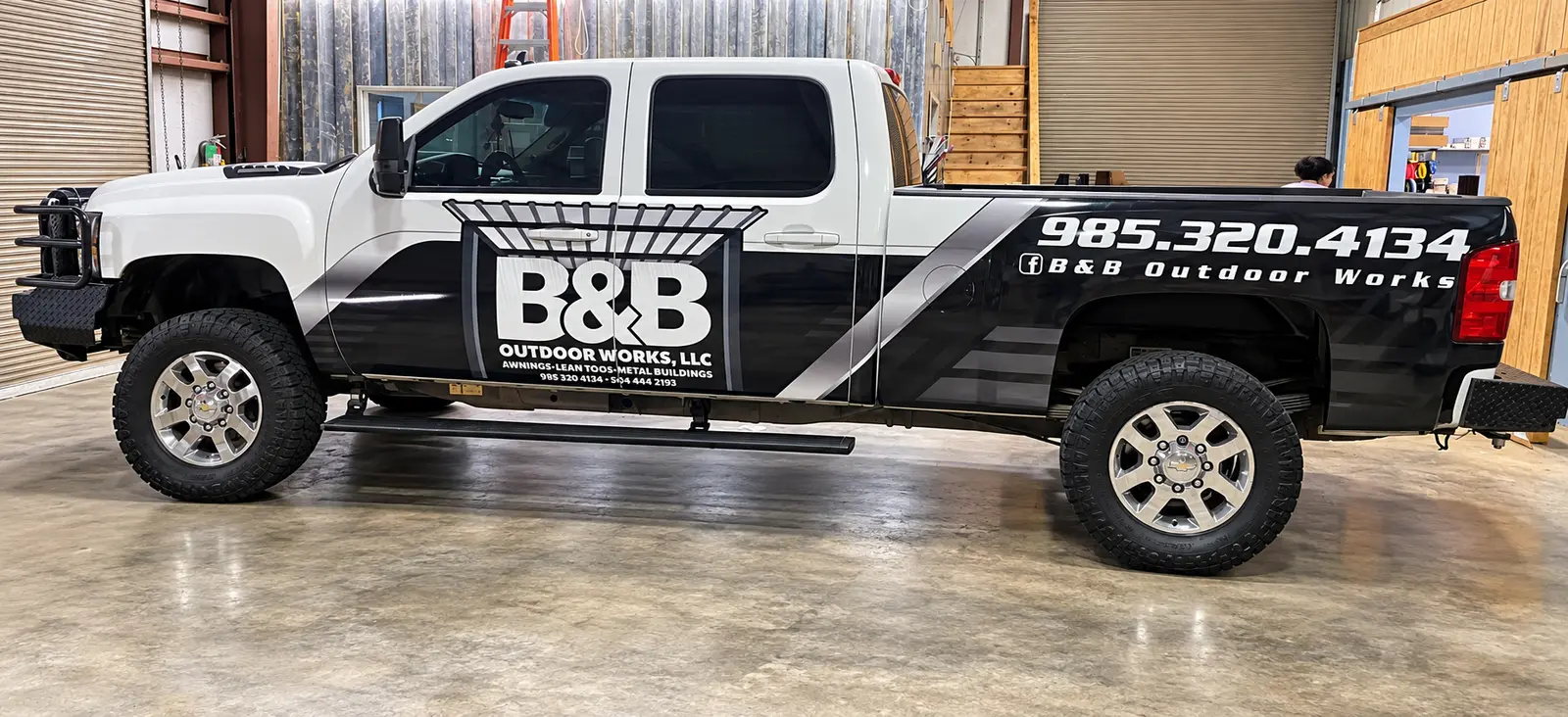 B and B Outdoor Works contractor truck wrap