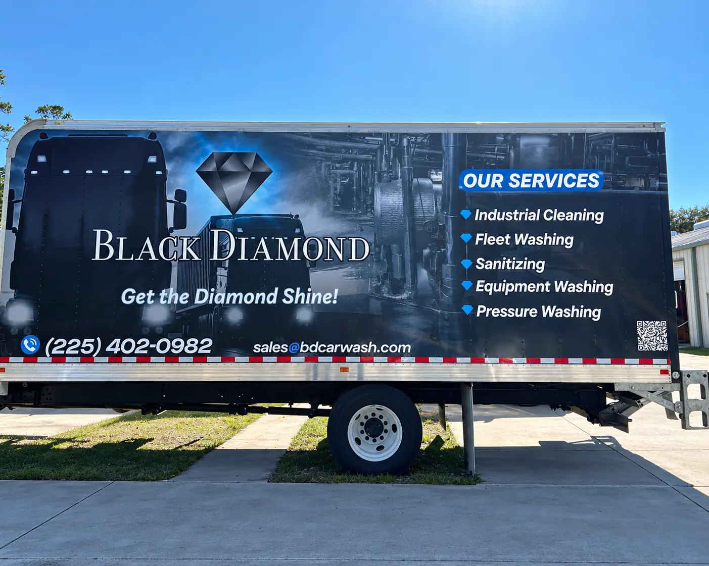 Black Diamond Wash box truck wrap for exterior cleaning services