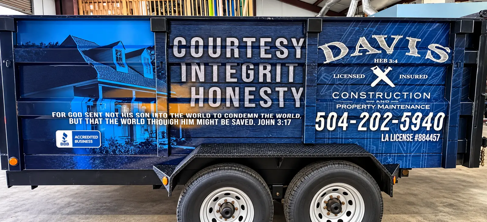 Davis Construction dump trailer wrap