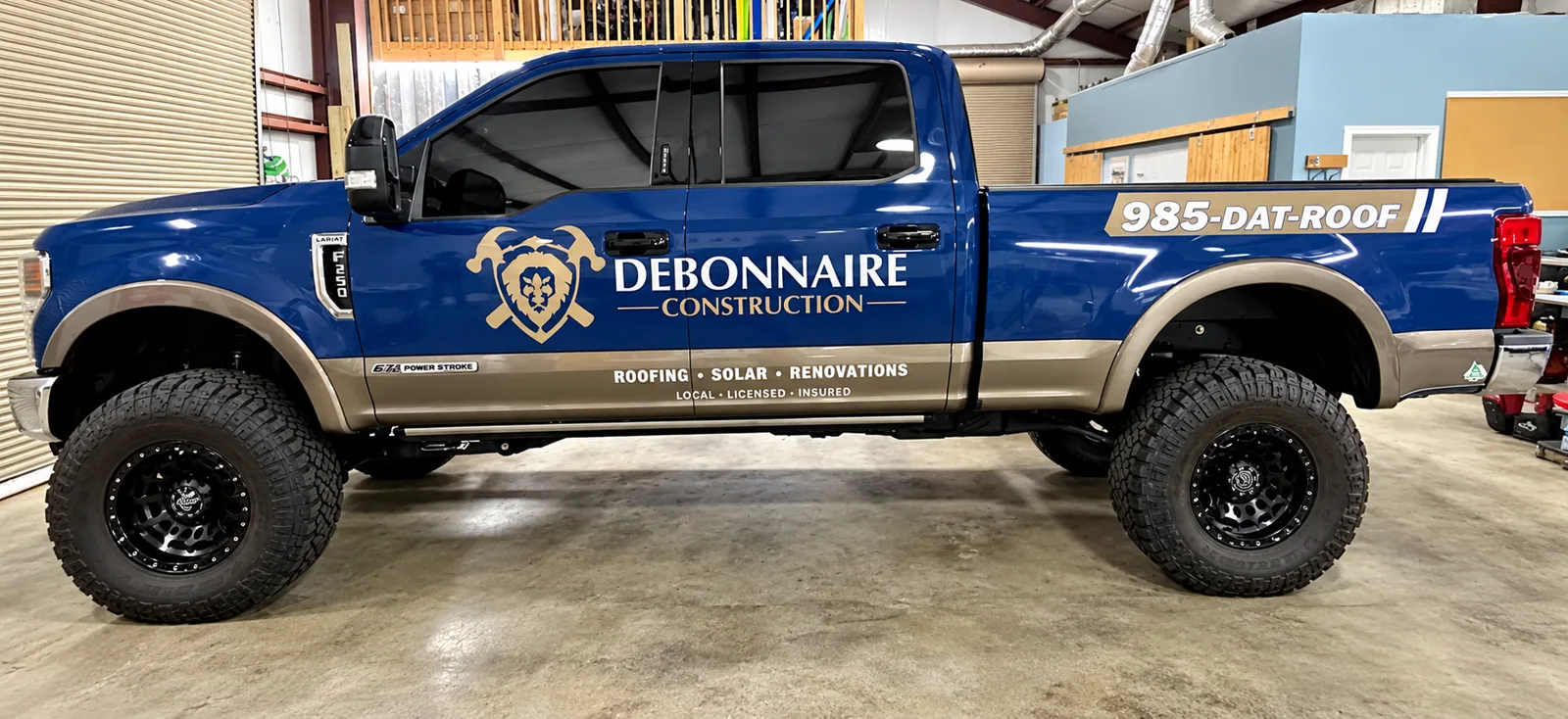 Debonnaire Construction partial truck wrap