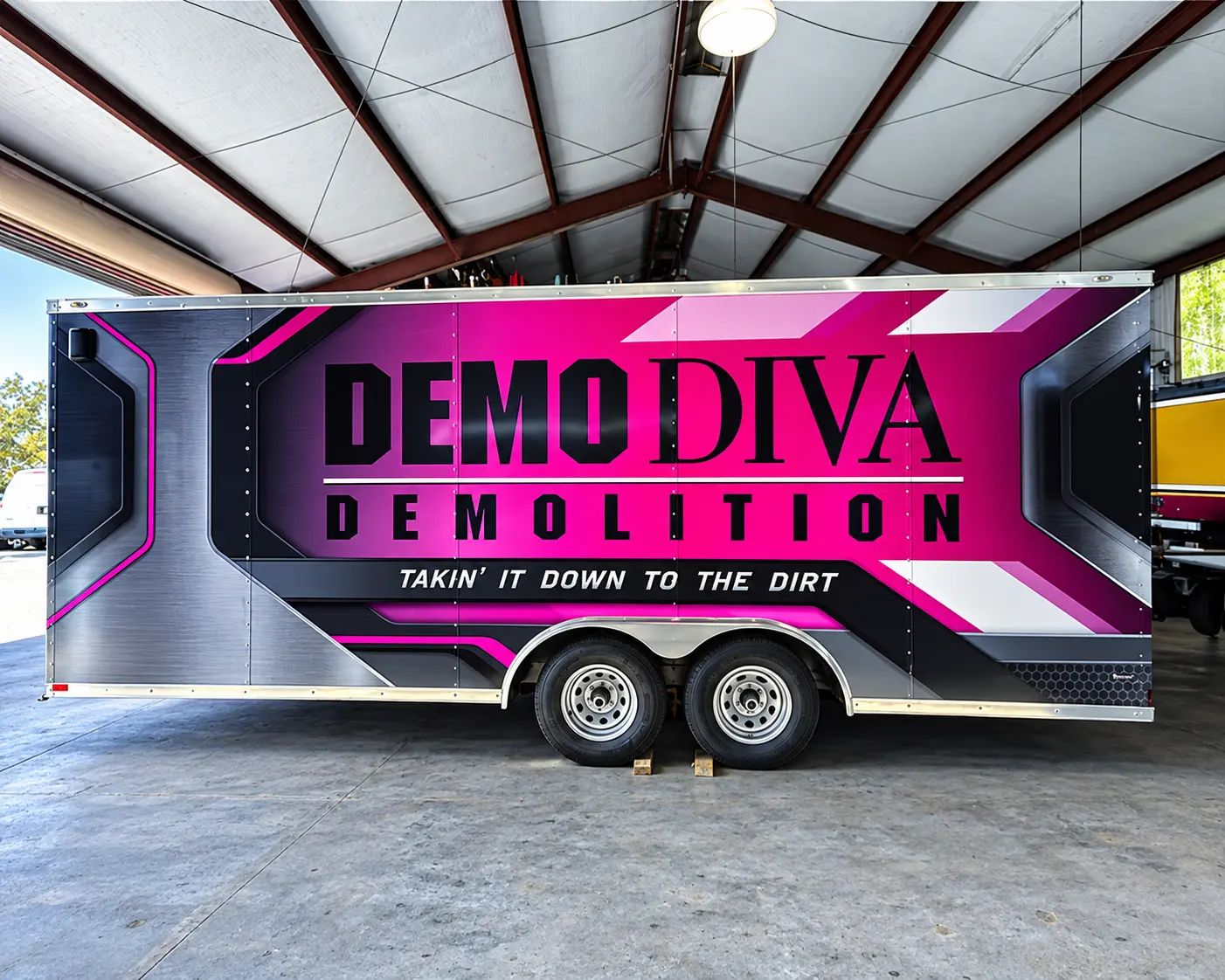 DemoDiva Demolition enclosed trailer wrap