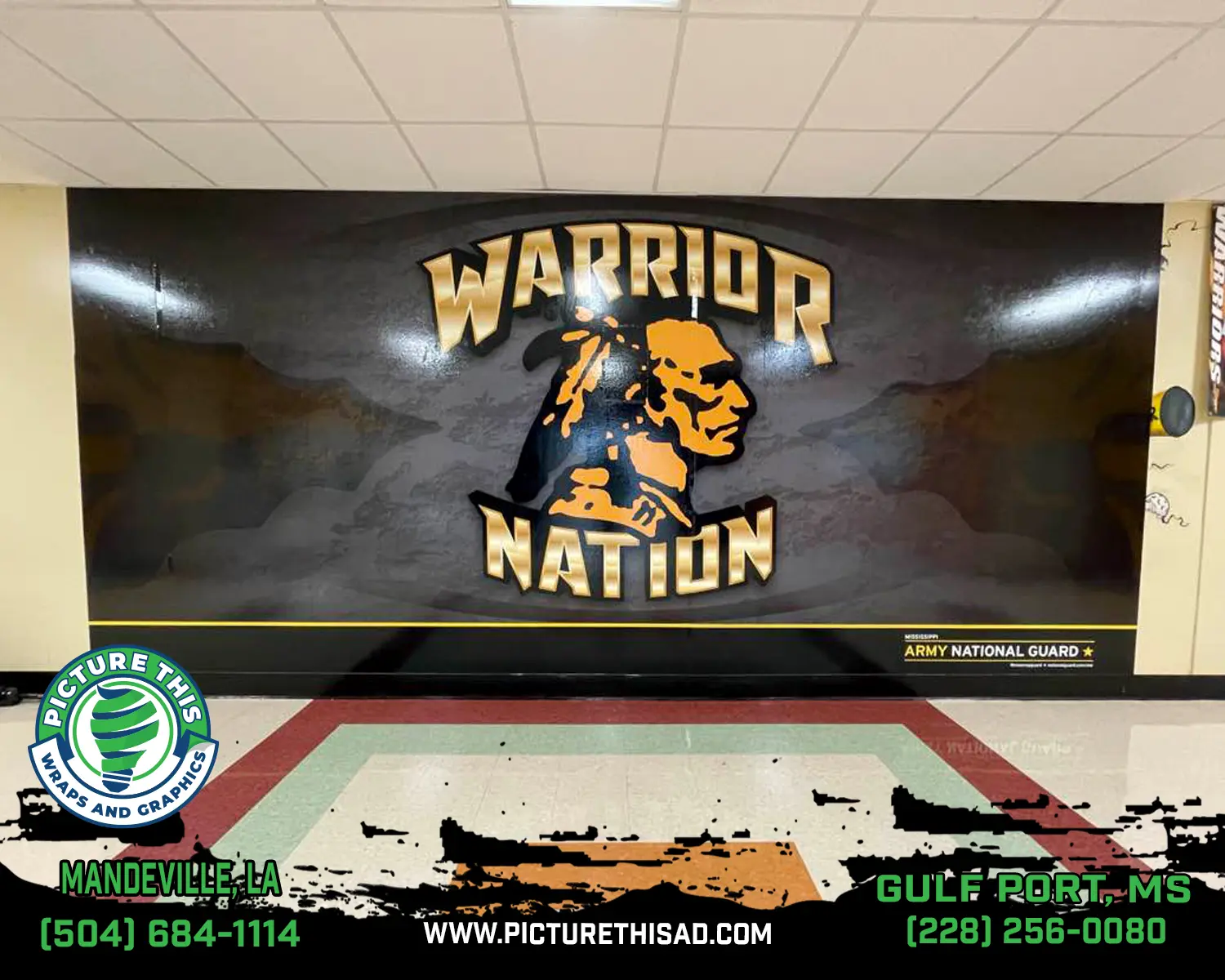 D'Iberville High School Warrior Nation gym wall wrap