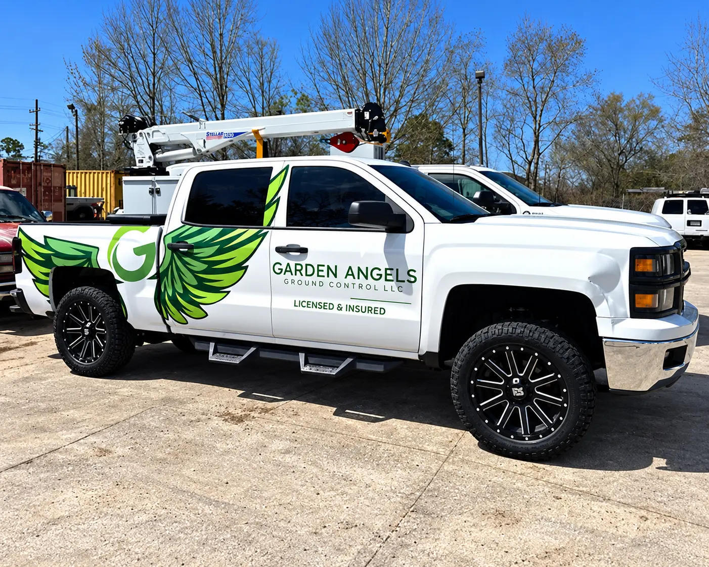 garden angels landscape truck wrap