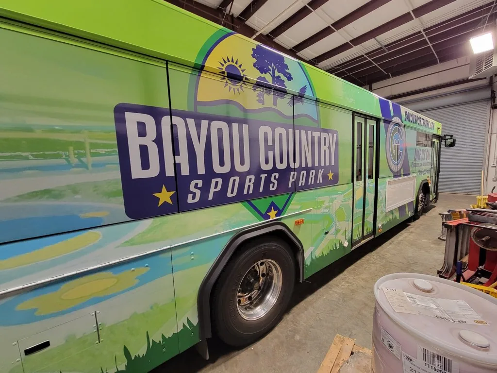 Bayou Sports Park full bus wrap