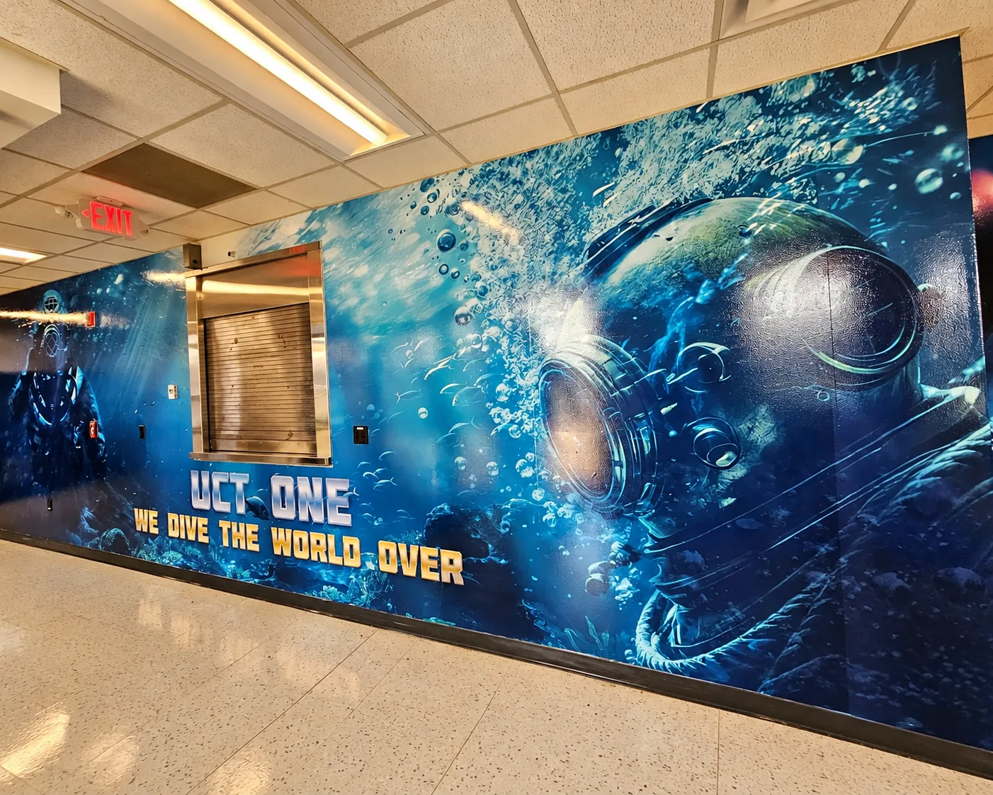 Navy divers wall mural with underwater artwork