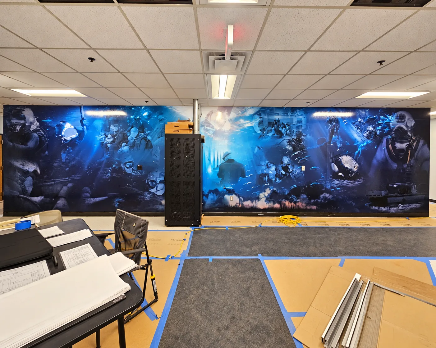 Navy divers wall mural inside training facility