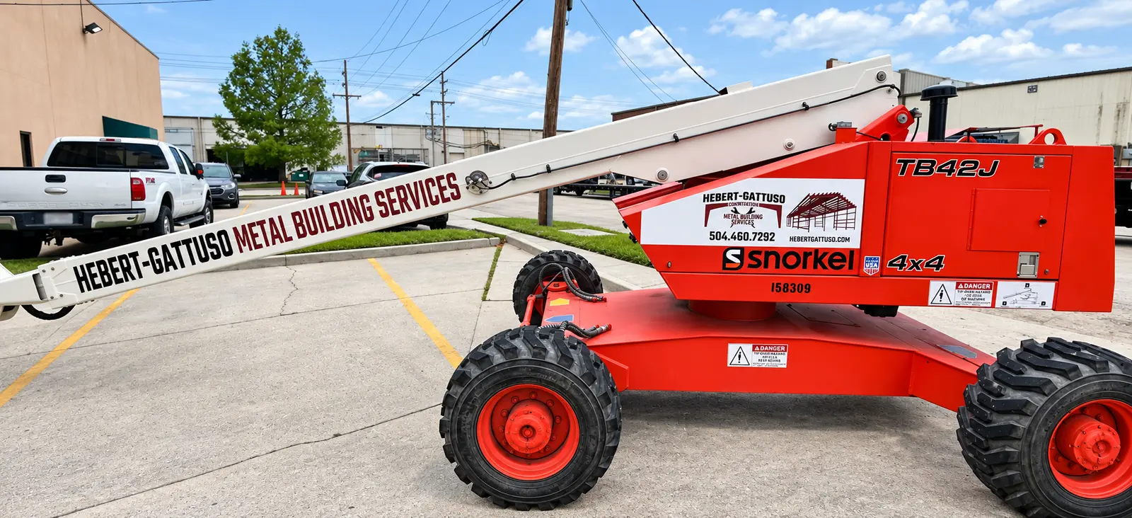 Hebert Gattuso Roofing boom lift wrap