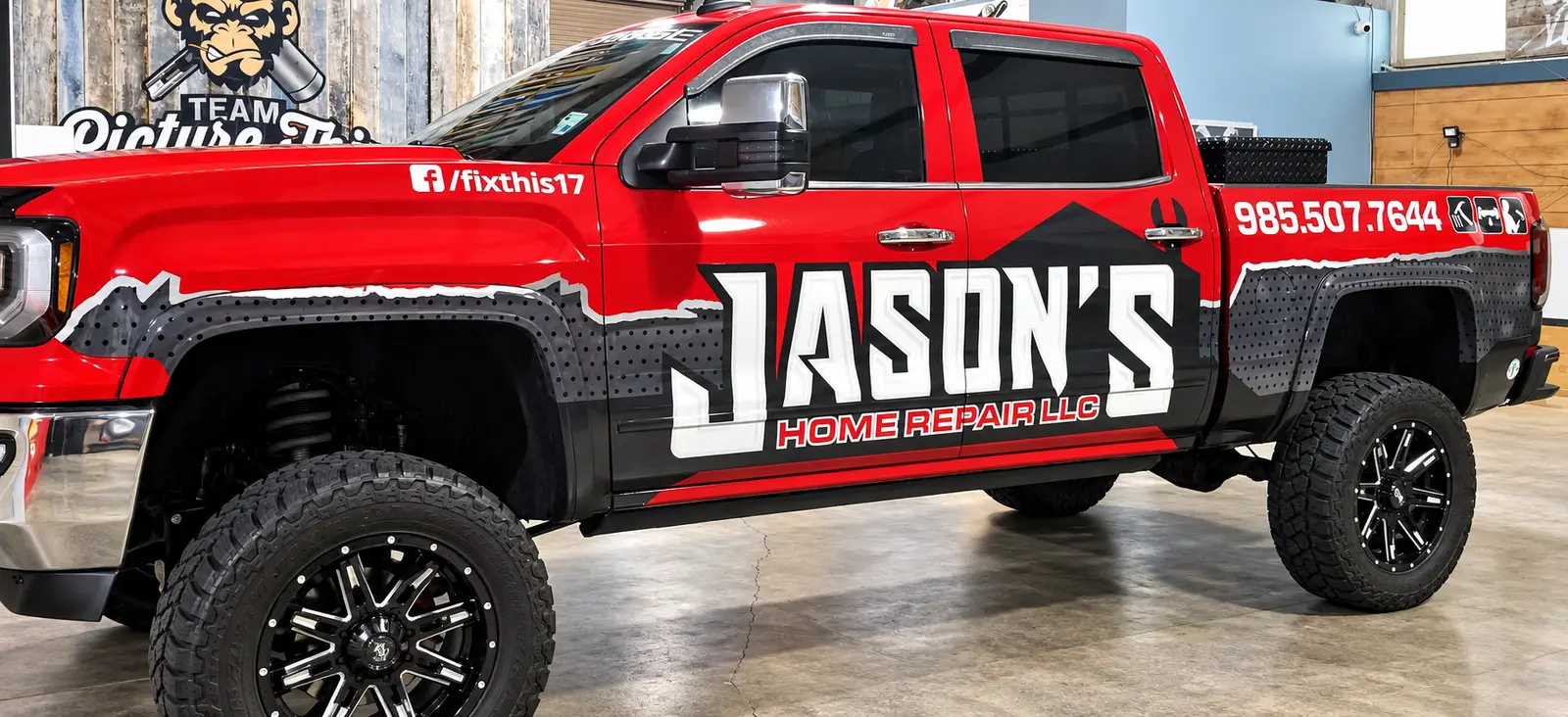 Jason's Home Repair partial truck wrap