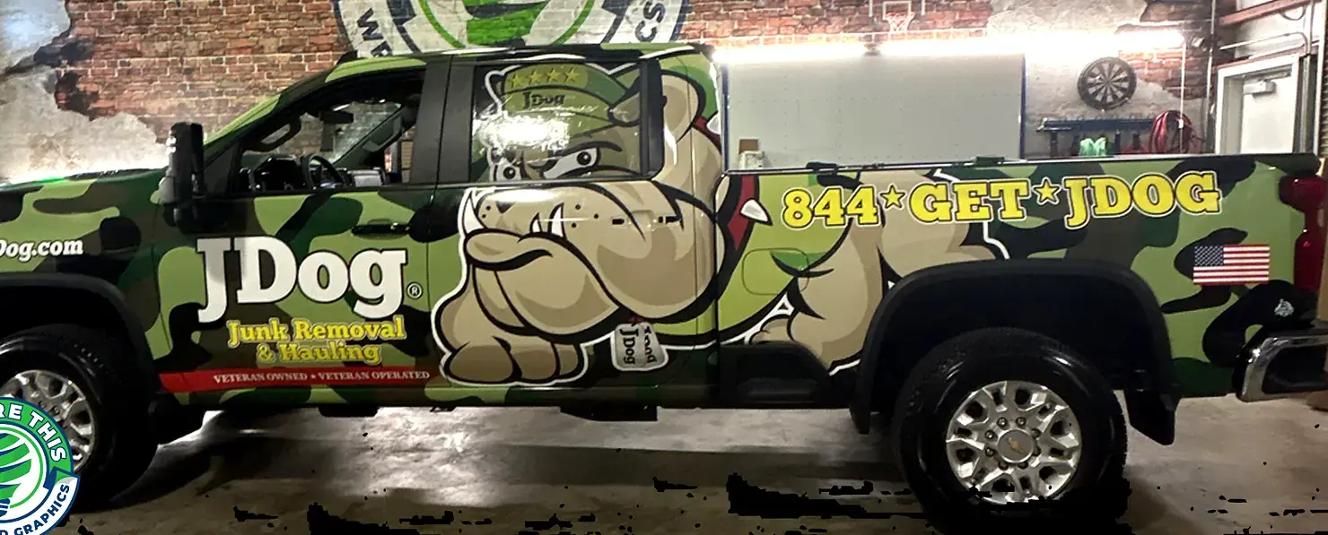 JDog junk removal and hauling truck wrap