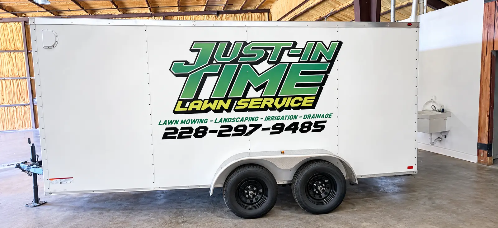 Just-In Time lawn service trailer spot graphics