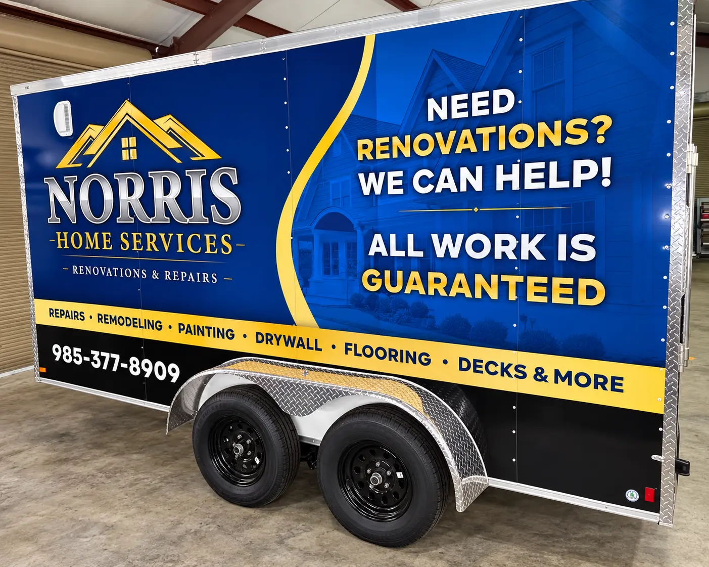 Norris Home Services contractor trailer graphics