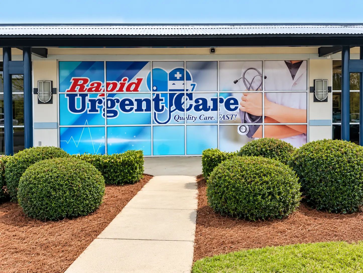 Rapid Urgent Care facility window graphics