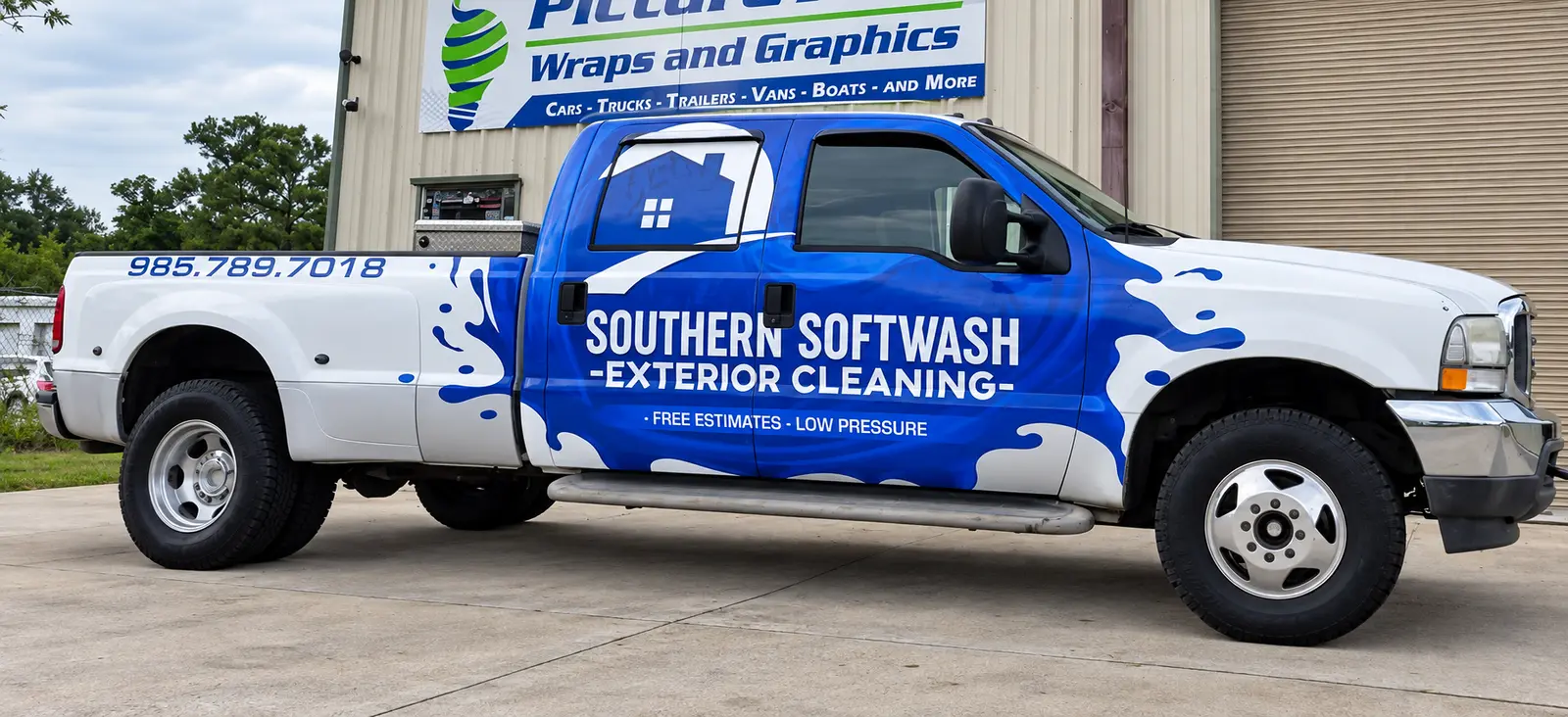 Southern Softwash exterior cleaning pickup truck wrap