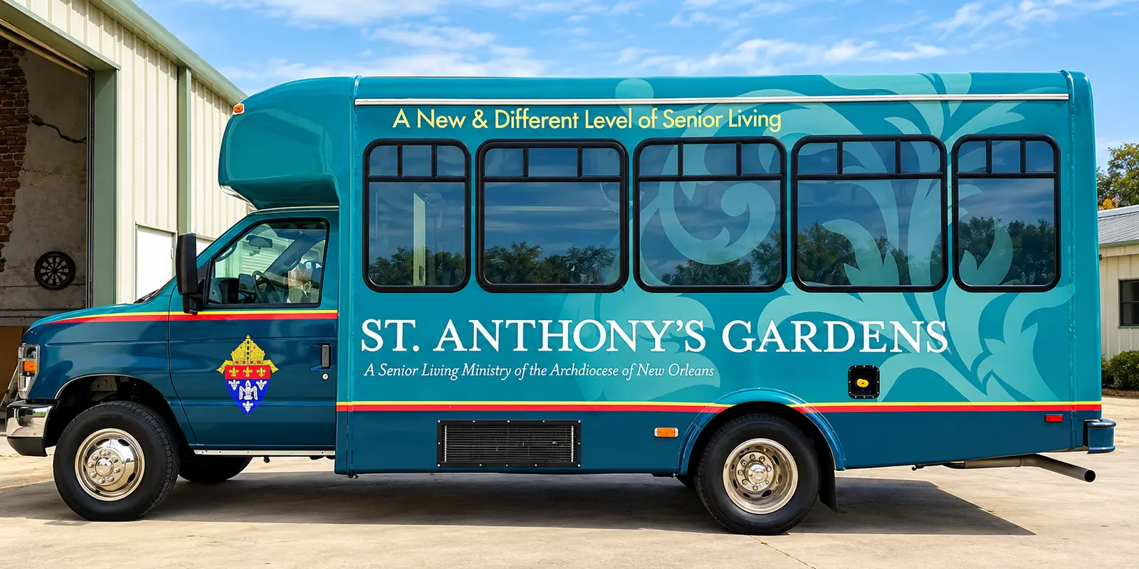 St. Anthony's Gardens senior living shuttle wrap