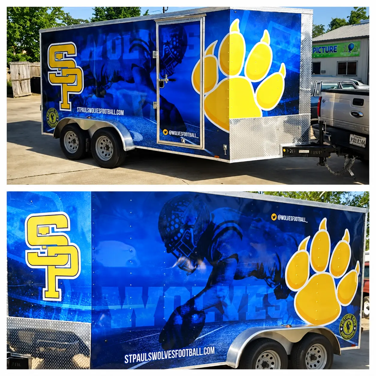 St. Paul's School Wolves football equipment trailer full wrap