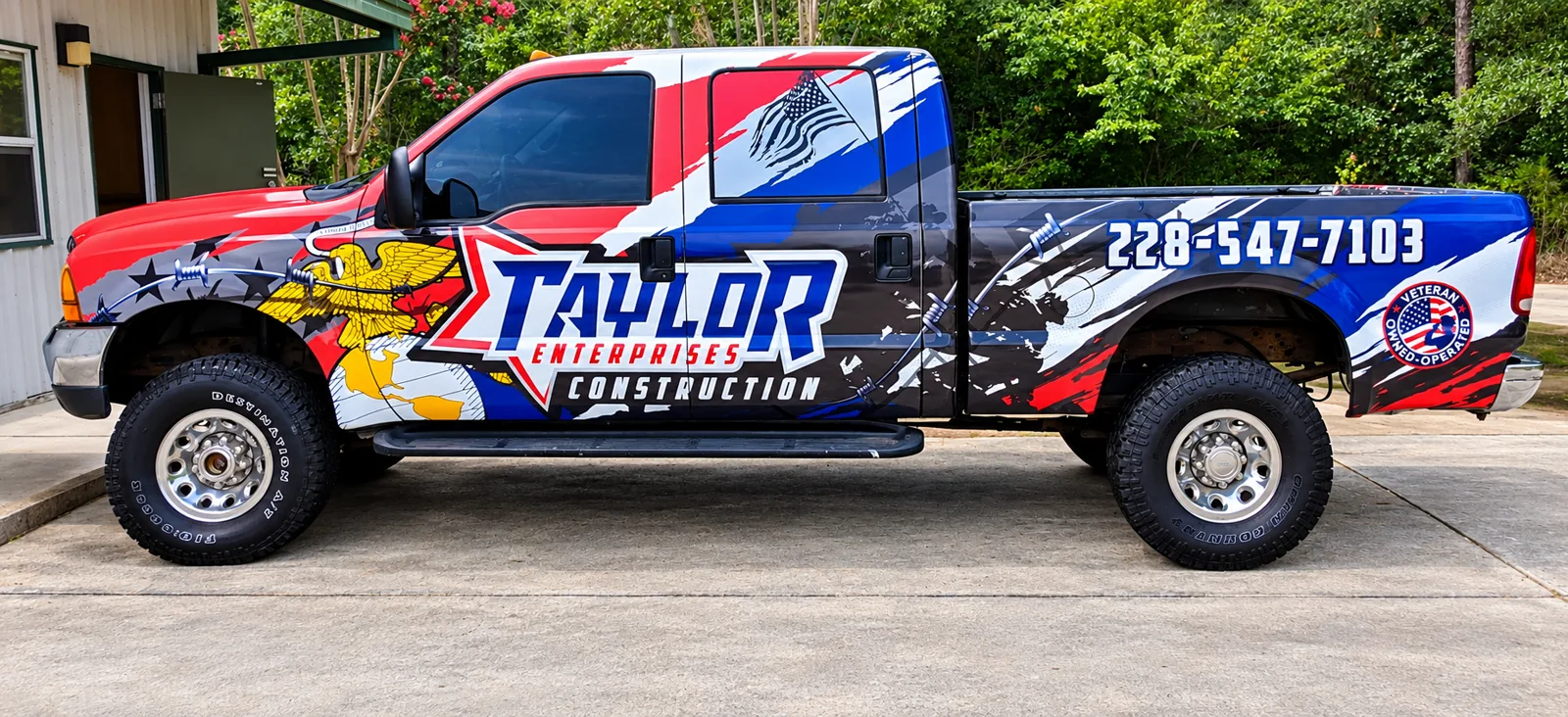 Taylor Enterprises construction truck wrap