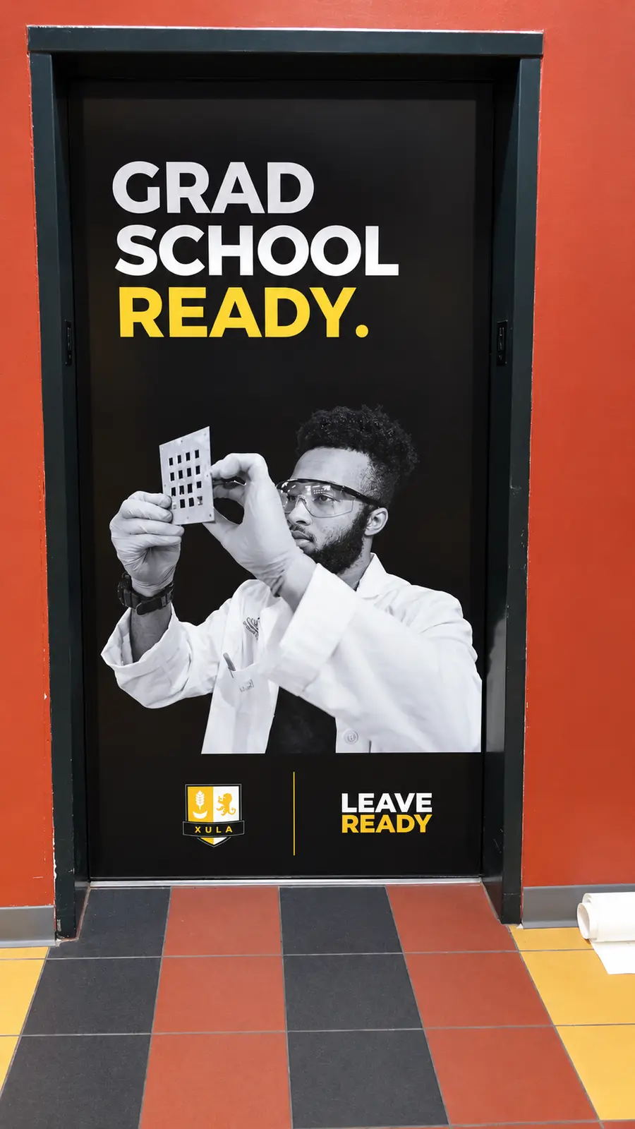 Xavier University Grad School Ready elevator door wrap