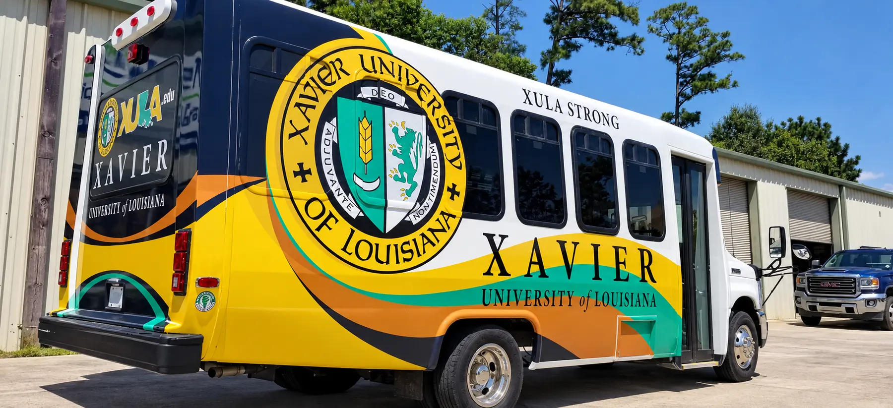 Xavier University of Louisiana partial shuttle bus wrap