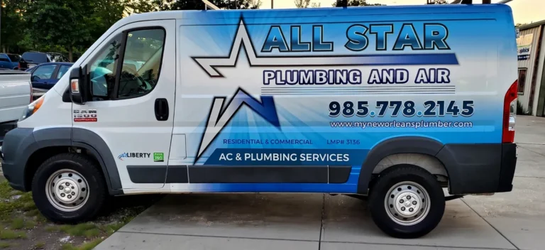 All Star Plumbing and Air ProMaster partial commercial van wrap