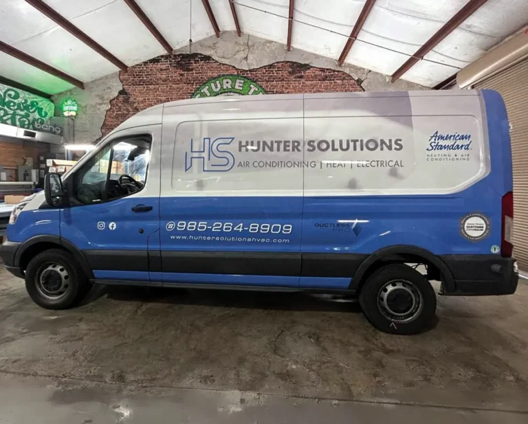 Hunter Solutions commercial HVAC van wrap