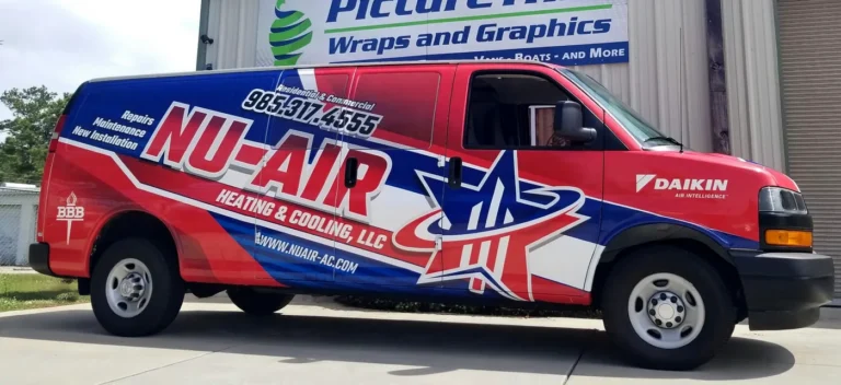 NU-AIR Heating and Cooling commercial service van wrap