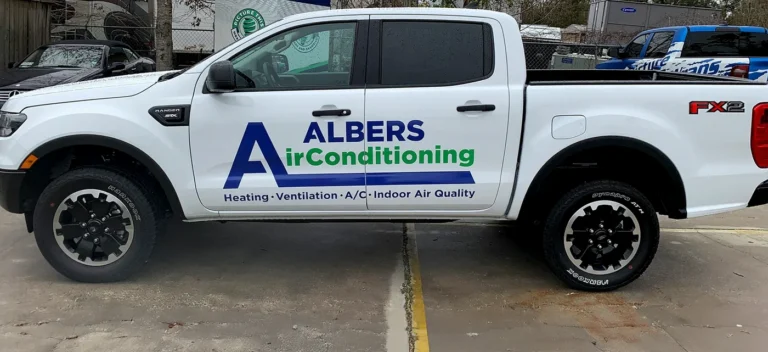Albers Air Conditioning company pickup truck graphics