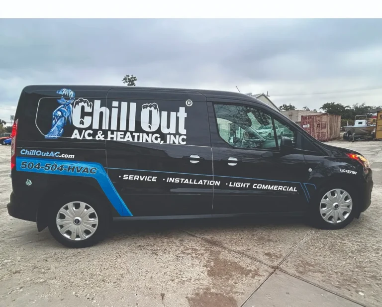 Chill Out Heating and Air Transit service van wrap