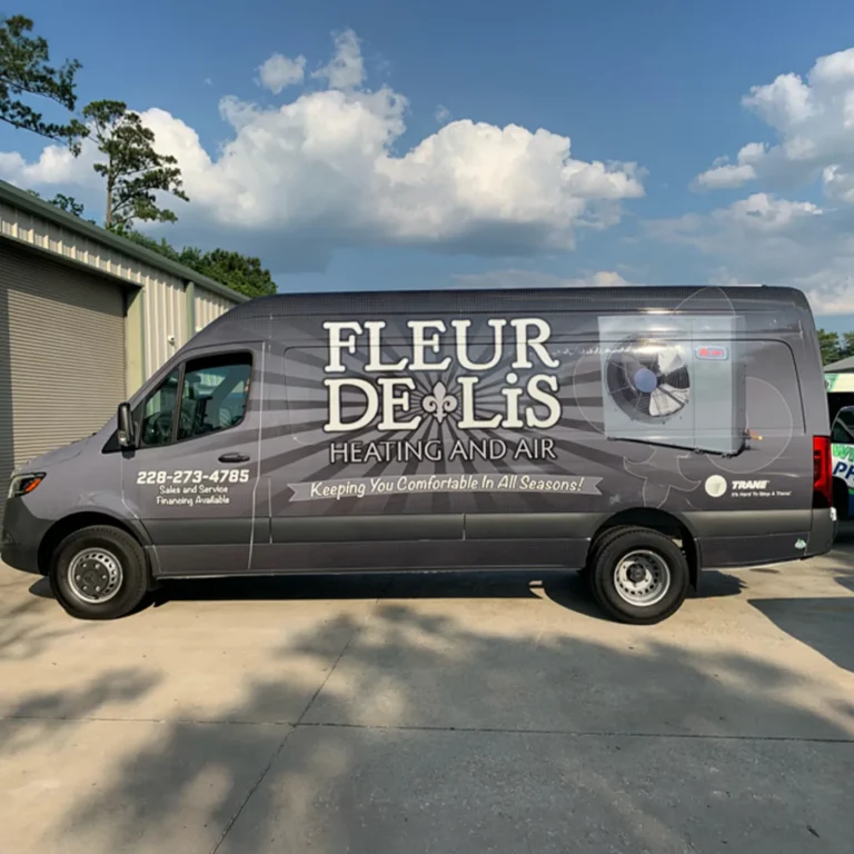 Fleur De Lis Heating and Air wrapped company service van
