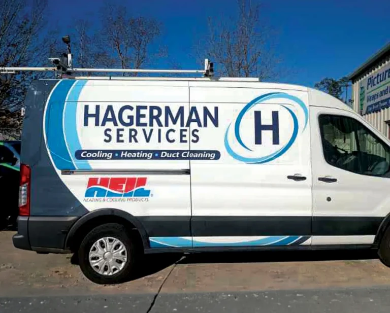 Hagerman Services heating and cooling partial service van wrap
