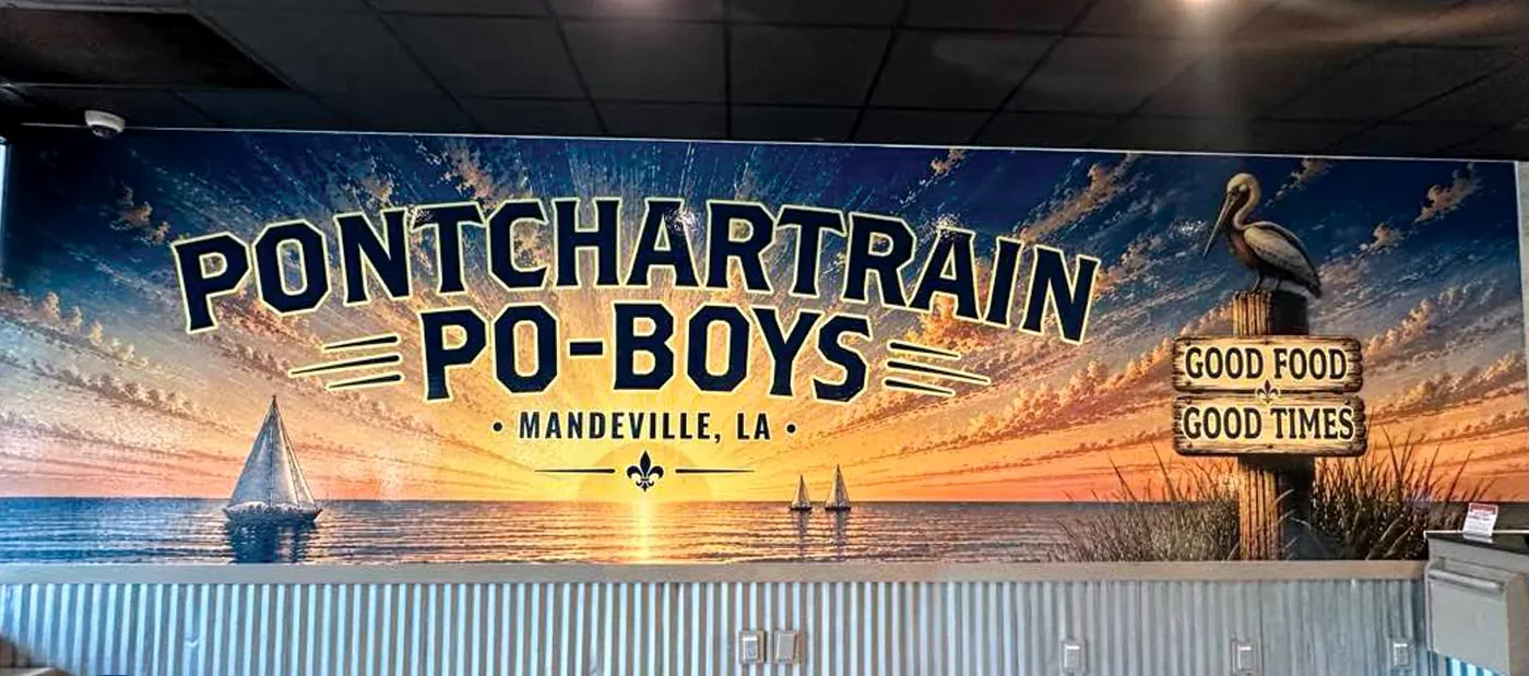 Pontchartrain Po-Boys restaurant wall mural