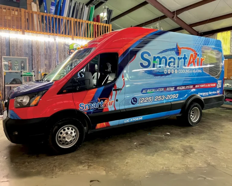 Smart Air Cooling and Heating full HVAC van wrap in Baton Rouge
