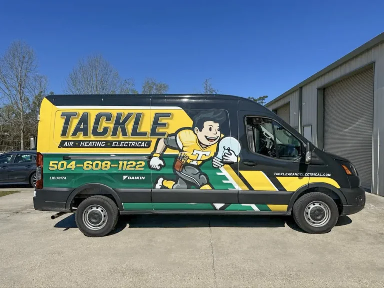 Tackle Air High-Roof Van heating and cooling wrapped commercial service vehicle