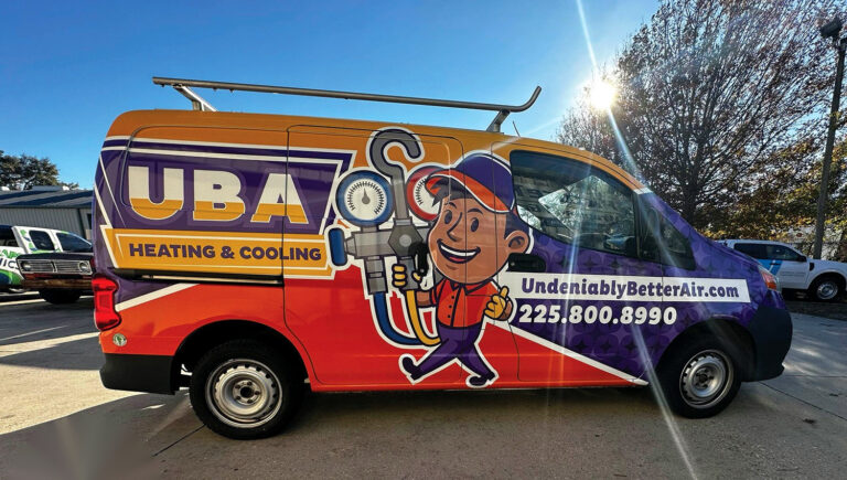 UBA Heating and Cooling branded HVAC service van wrap
